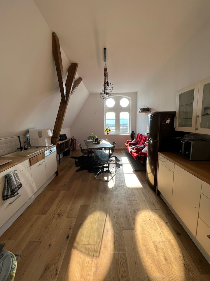 Hier wird es gesellig. Kochen, Wohnen, Essen, Privatkino in einem Raum.